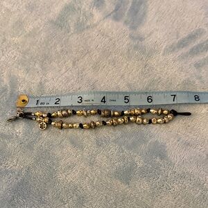 Lucky Brand Gold Beaded and Leather Bracelet